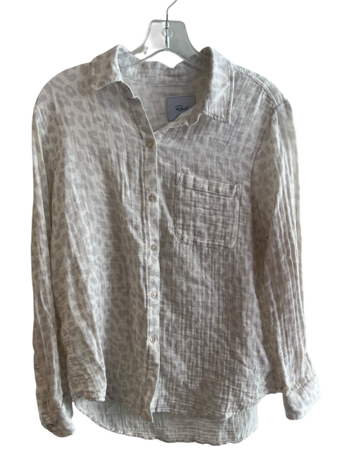 Rails Size Medium White & Light Gray Cotton Collared Long Sleeve Button Down Top White & Light Gray / Medium