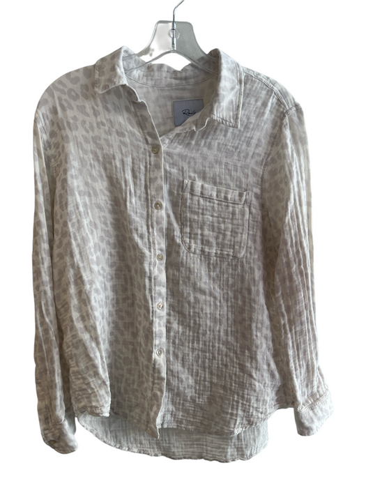 Rails Size Medium White & Light Gray Cotton Collared Long Sleeve Button Down Top White & Light Gray / Medium
