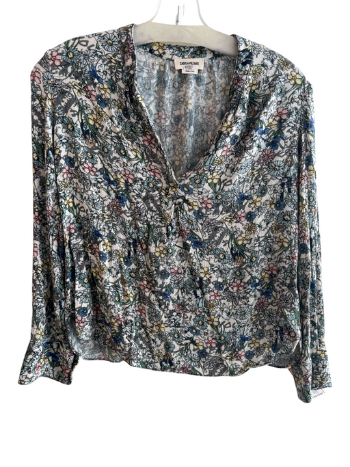 Zadig & Voltaire Size Est XS Blue, Pink & Multi No Fabric Tag Floral Top Blue, Pink & Multi / Est XS