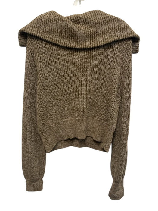 Varley Size S Olive Green & White Cotton Oversize Collar Knit 1/4 Zip Sweater Olive Green & White / S