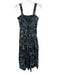 Ulla Johnson Size 2 Navy Blue, Green, Multi Cotton Sleeveless Buttons Midi Dress Navy Blue, Green, Multi / 2