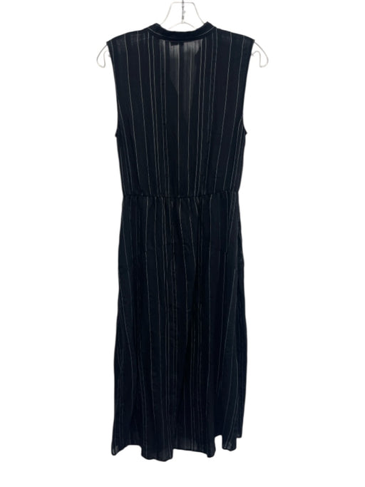 Vince Size 0 Black & White Rayon & Nylon Sleeveless Pinstripe Split Neck Dress Black & White / 0