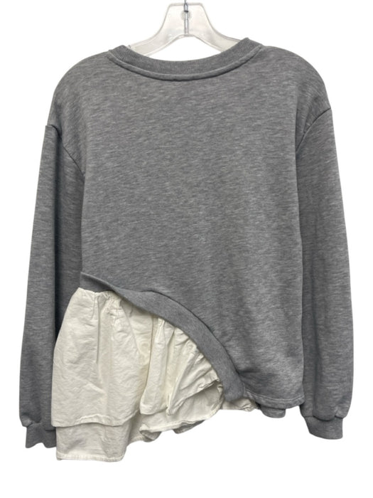 Maeve Size XS Gray & White Cotton & Polyester Long Sleeve Peplum Sweater Gray & White / XS