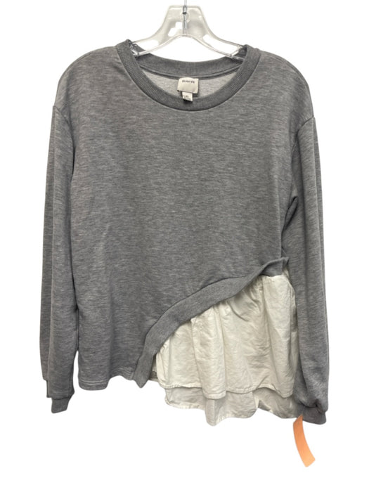 Maeve Size XS Gray & White Cotton & Polyester Long Sleeve Peplum Sweater Gray & White / XS