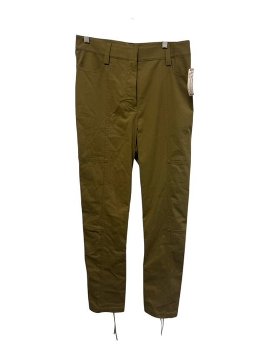 A.L.C. Size 4 Split Pea Green Cotton & Elastane Zip Fly High Rise Slim Leg Pants Split Pea Green / 4