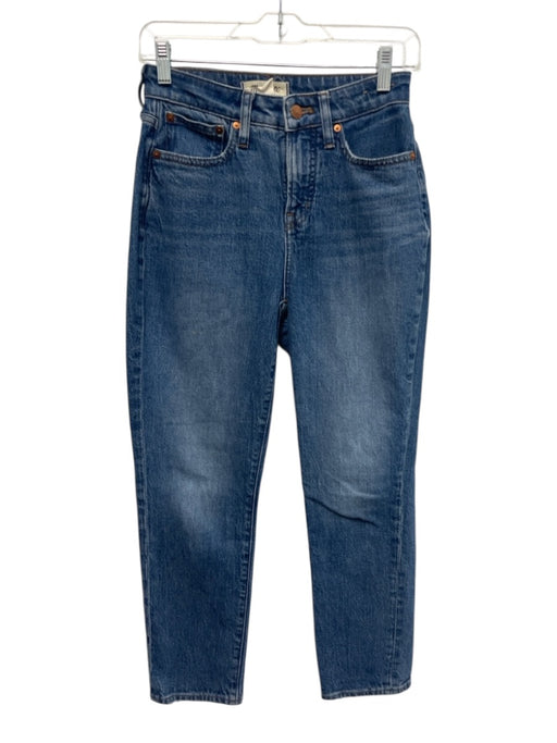 Madewell Size 26P Medium Wash Cotton Denim Zip Fly High Rise Slim Straight Jeans Medium Wash / 26P