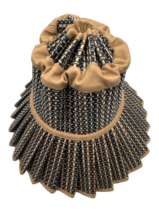 Lorna Murray Black & Brown Natural Fiber Pleated Stripe Folding Sun Hat Hat Black & Brown / M