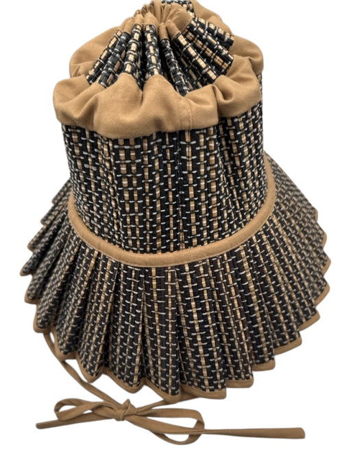Lorna Murray Black & Brown Natural Fiber Pleated Stripe Folding Sun Hat Hat Black & Brown / M