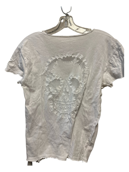 Zadig & Voltaire Size M White Cotton Short Sleeve Lace Back Top White / M