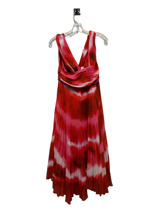 Delfi Collective Size S Red & White Sleeveless Acordian Ombre Gown Red & White / S