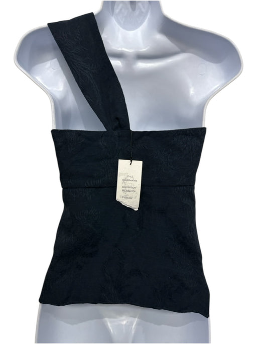 Veronica Beard Size 6 Navy Blue Model Blend One Shoulder Side Zip Textured Top Navy Blue / 6