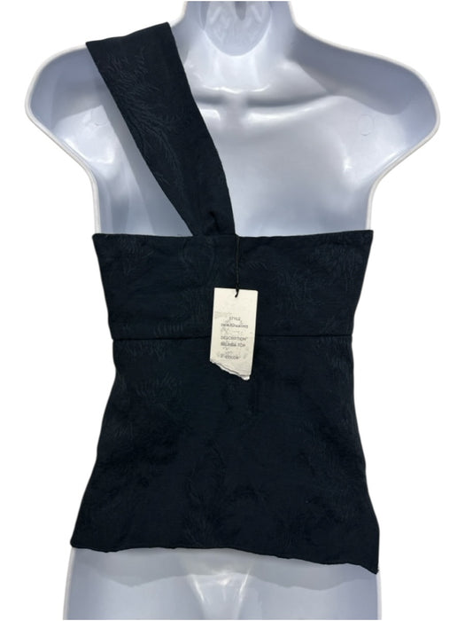 Veronica Beard Size 6 Navy Blue Model Blend One Shoulder Side Zip Textured Top Navy Blue / 6