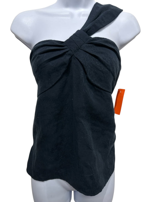 Veronica Beard Size 6 Navy Blue Model Blend One Shoulder Side Zip Textured Top Navy Blue / 6
