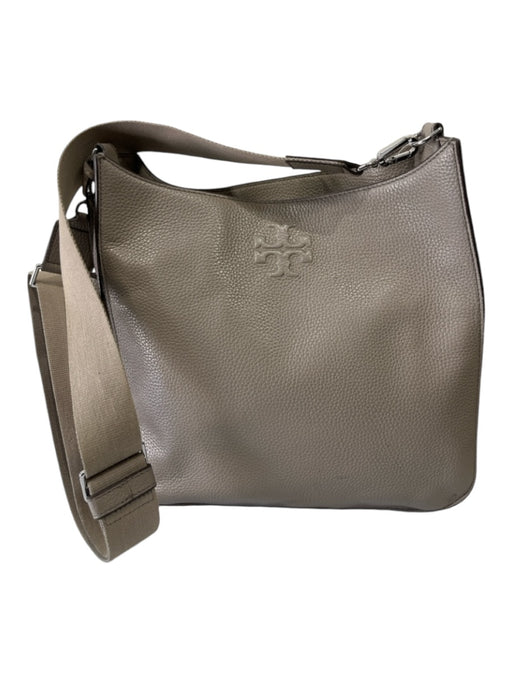 Tory Burch Taupe Leather Pebbled SHW Magnetic Close Crossbody Bag Taupe / Medium