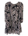 Misa Size M Beige & Black Polyester Wavy Lines Ruffle Neckline Long Sleeve Dress Beige & Black / M