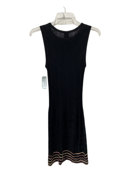 M Missoni Size 40 Black Viscose Rib Knit Chevron Sleeveless Knee length Dress Black / 40