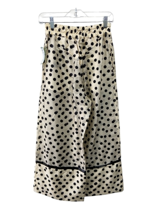 Moncler Size 40 Cream & Black Acetate Blend Elastic Waist Polka Dot Cuff Pants Cream & Black / 40