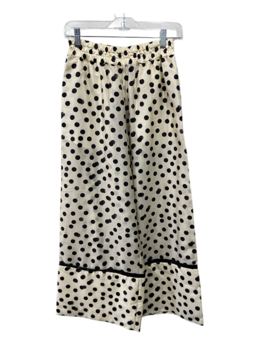 Moncler Size 40 Cream & Black Acetate Blend Elastic Waist Polka Dot Cuff Pants Cream & Black / 40