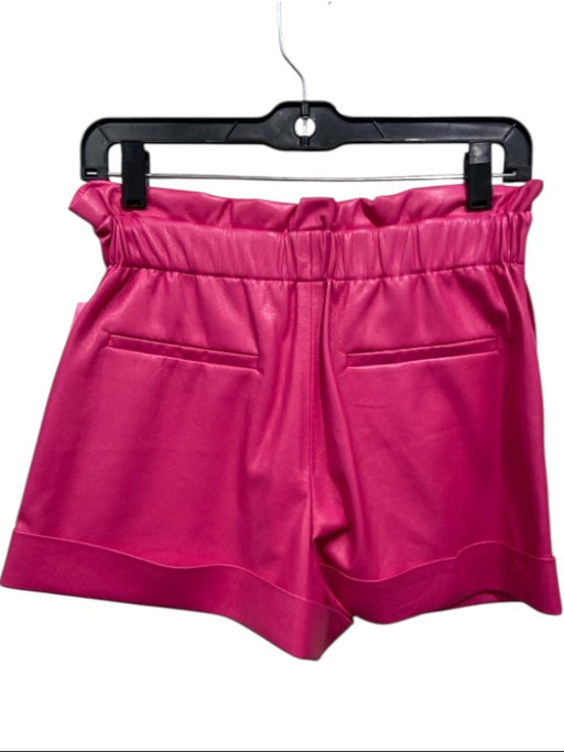 Alice + Olivia Size S/P Hot pink Faux Leather Cuffed Elastic Waist Shorts Hot pink / S/P
