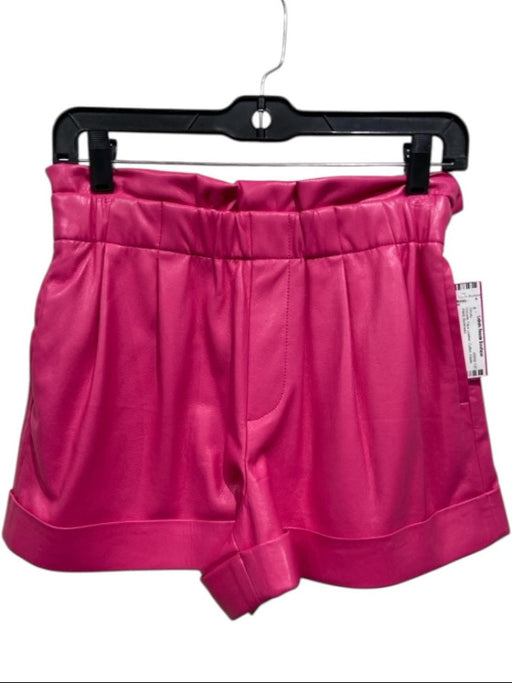 Alice + Olivia Size S/P Hot pink Faux Leather Cuffed Elastic Waist Shorts Hot pink / S/P