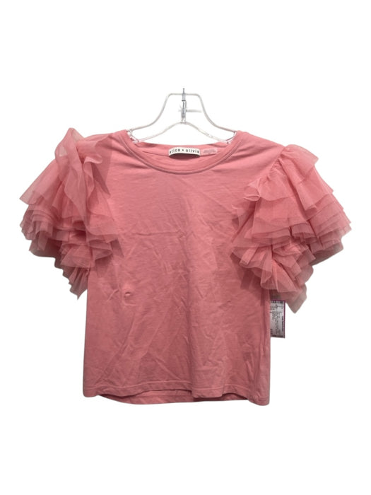 Alice & Olivia Size 2 Pink & Multi Cotton & Polyester Ruffle Sleeves Short Set Pink & Multi / 2