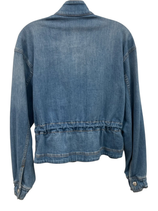 Veronica Beard Jeans Size XS Med Wash Cotton Blend Drawstring Mock Collar Jacket Med Wash / XS