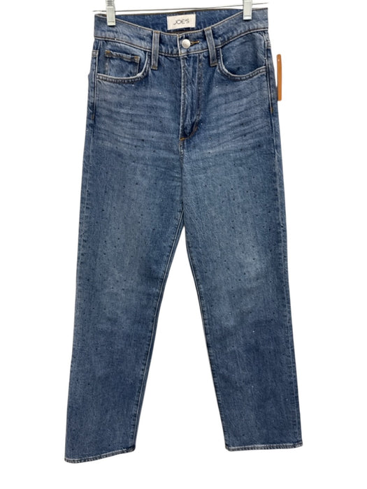 Joe's Size 26 Med Wash Cotton Denim High Rise Rhinestone 5 Pocket Straight Jeans Med Wash / 26