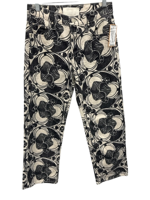 Mother Superior Size 26 Black & Cream Cotton Denim High Rise 5 Pocket Jeans Black & Cream / 26