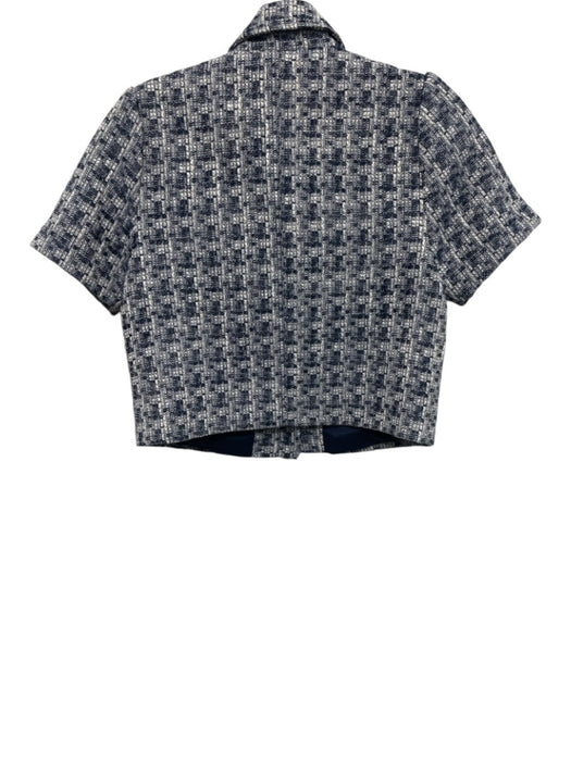 Evereve Size XS Blue, White & Gold Polyester Tweed Short Sleeve Jacket Blue, White & Gold / XS