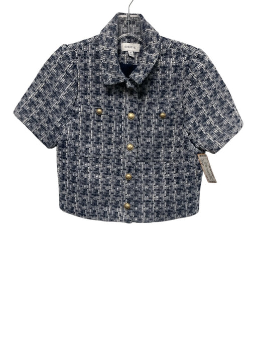 Evereve Size XS Blue, White & Gold Polyester Tweed Short Sleeve Jacket Blue, White & Gold / XS