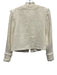 Cinq a Sept Size 4 Cream Cotton Blend Tweed Fringe Edging Patch Pocket Jacket Cream / 4