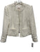 Cinq a Sept Size 4 Cream Cotton Blend Tweed Fringe Edging Patch Pocket Jacket Cream / 4