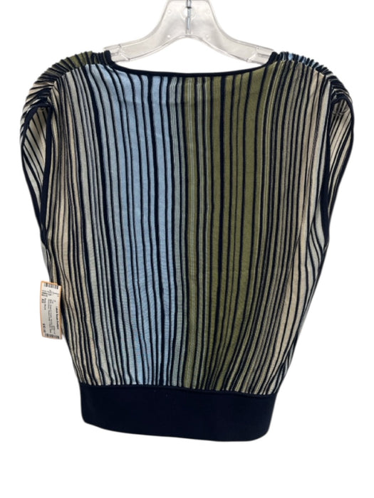 Ramy Brook Size XS Blue, Green & Cream Viscose Blend Sleeveless V Neck Top Blue, Green & Cream / XS