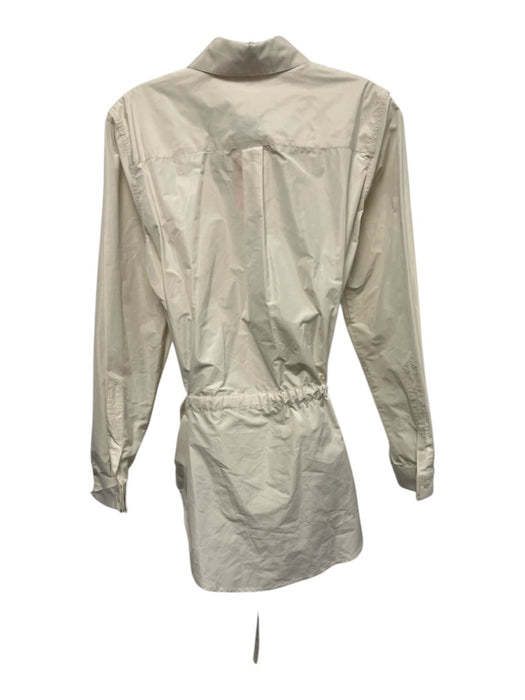 Moncler Size as is White Cotton Long Sleeve Button Up Waist tie 3/4 Length Top White / as is