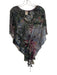 Haute Hippie Size XS Gray, Blue & Multi Silk V Neck Floral Sheer Top Gray, Blue & Multi / XS