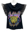 Alice + Olivia Size XS Black, Pink & Blue Cotton Blend Tulle Short Sleeve Top Black, Pink & Blue / XS
