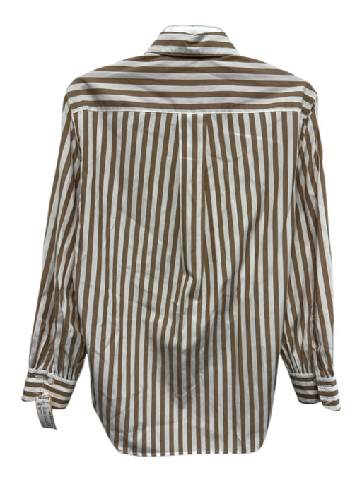 Rag & Bone Size XS White & Brown Cotton Vertical Stripes Patch Pocket Top White & Brown / XS