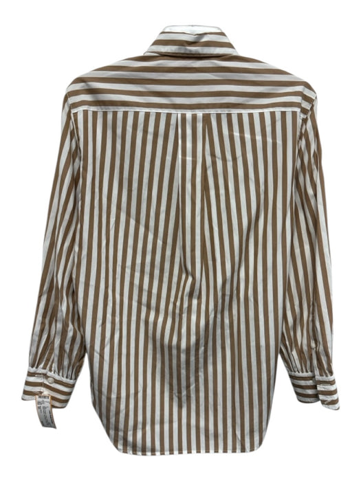 Rag & Bone Size XS White & Brown Cotton Vertical Stripes Patch Pocket Top White & Brown / XS