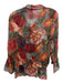 Haute Hippie Size XS Red, Orange & Green Silk Long Sleeve Floral V Neck Top Red, Orange & Green / XS