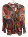 Haute Hippie Size XS Red, Orange & Green Silk Long Sleeve Floral V Neck Top Red, Orange & Green / XS