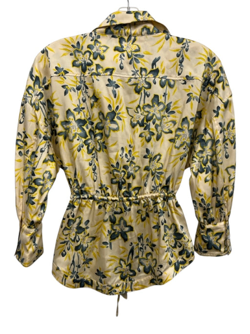 Cinq a Sept Size XS Yellow & Gray Polyester Long Sleeve Floral Top Yellow & Gray / XS
