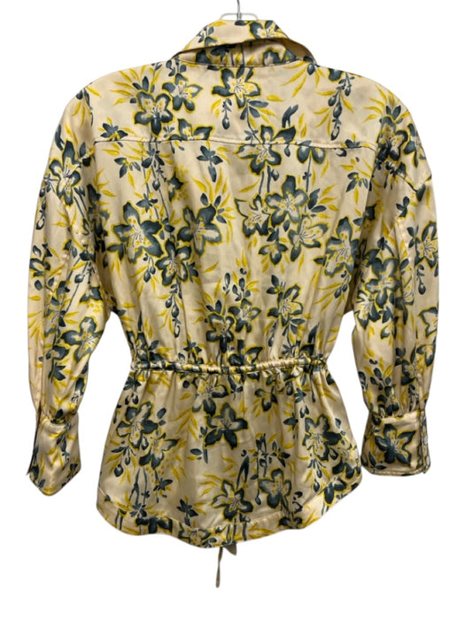 Cinq a Sept Size XS Yellow & Gray Polyester Long Sleeve Floral Top Yellow & Gray / XS