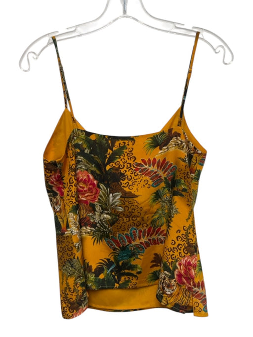 L'agence Size XS Mustard Yellow, Green & Brown Silk Strapless Jungle Cami Top Mustard Yellow, Green & Brown / XS