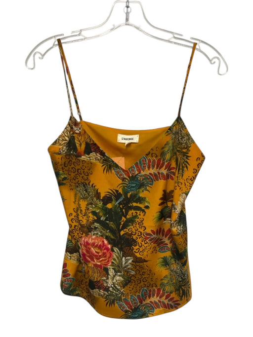 L'agence Size XS Mustard Yellow, Green & Brown Silk Strapless Jungle Cami Top Mustard Yellow, Green & Brown / XS