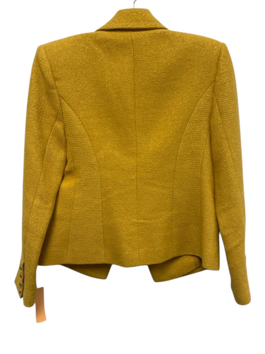 L'agence Size 2 Mustard Yellow & Gold Cotton & Polyester Tweed Blazer Jacket Mustard Yellow & Gold / 2
