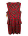 Trina Turk Size S/4 Red, Green & Multi Polyester Blend Cape Plaid Dress Set Red, Green & Multi / S/4