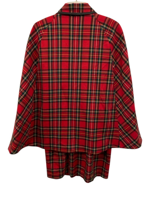 Trina Turk Size S/4 Red, Green & Multi Polyester Blend Cape Plaid Dress Set Red, Green & Multi / S/4