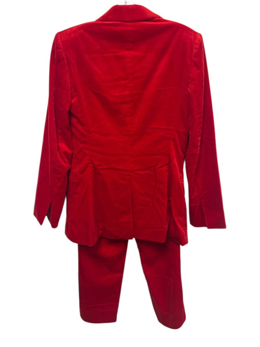 Theory Size 6 Red Cotton Blend Velvet Blazer Mid Rise Trouser Pant Set Red / 6