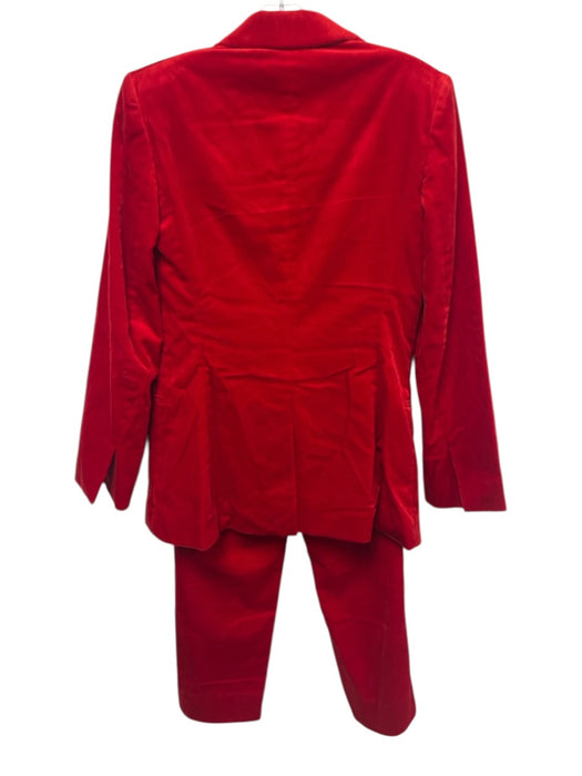 Theory Size 6 Red Cotton Blend Velvet Blazer Mid Rise Trouser Pant Set Red / 6