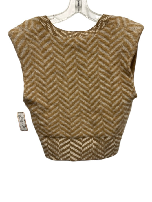 Veronica Beard Size S Brown & Cream Polyester Sleeveless Shoulder Pads Sweater Brown & Cream / S